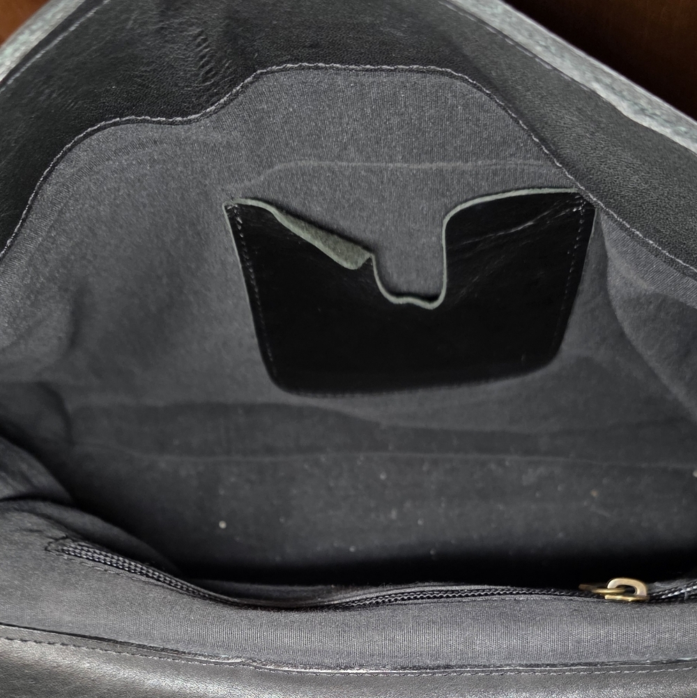 Black Leather Studded Messenger Bag - Picture 3 of 4